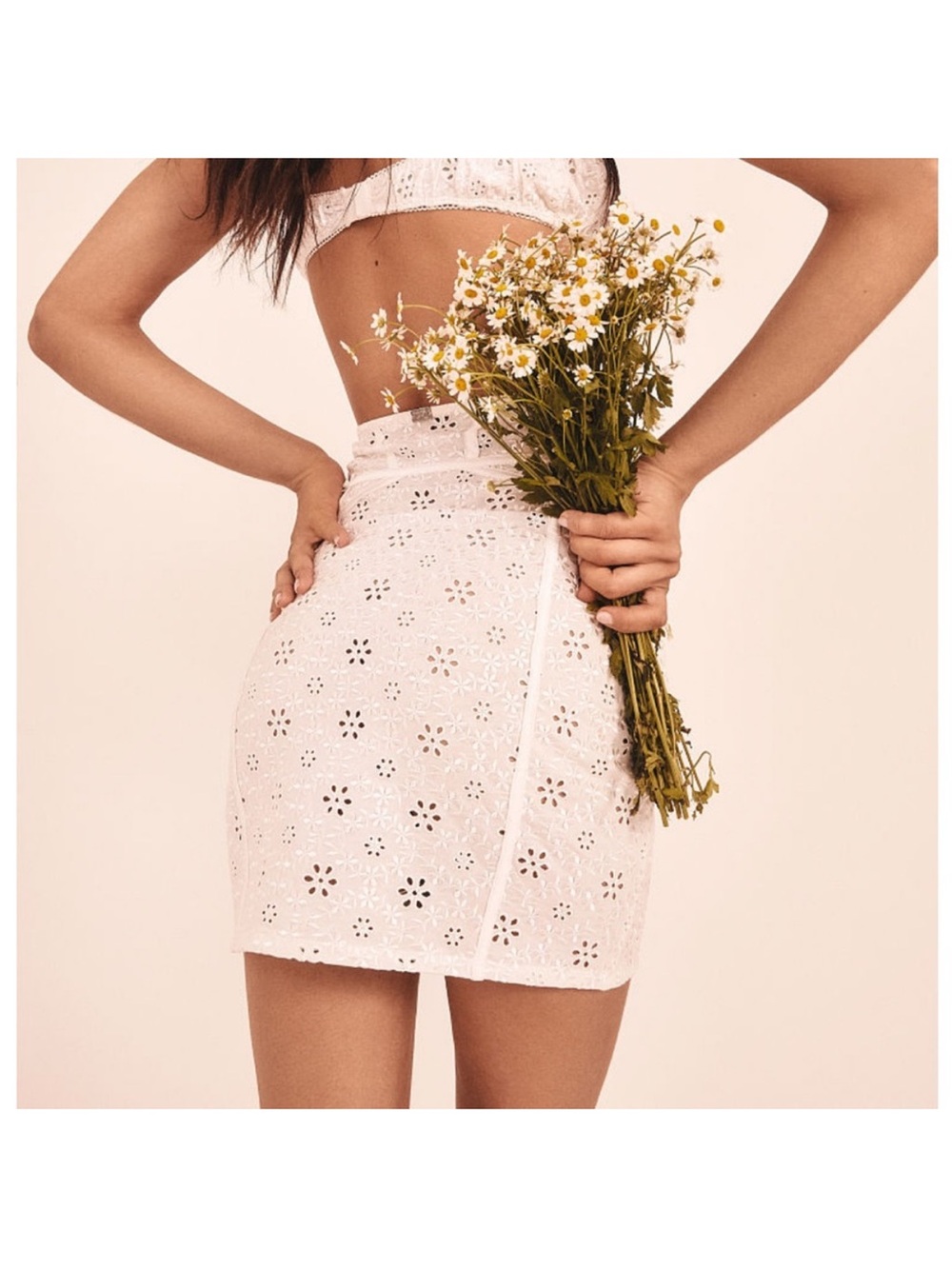 For Love and Lemons White Unlined Sophie Eyelet Skirt Mini Small Bachelorette - Picture 2 of 11